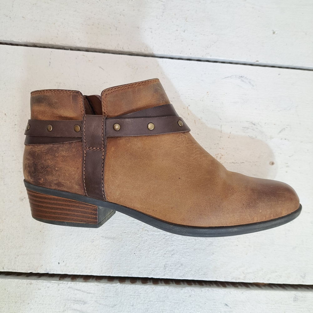 Clarks Brown Ankle Boots with Studded Strap